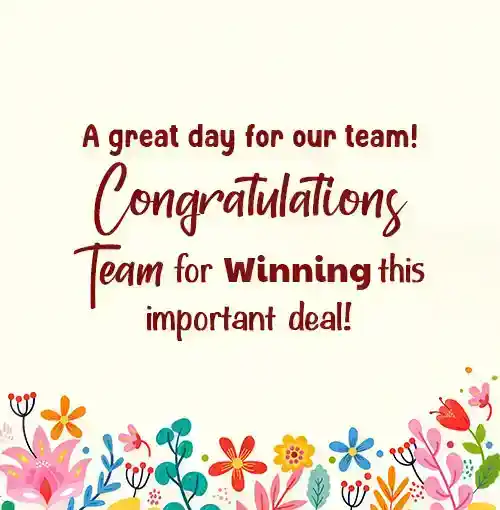 congratulations message for winning team