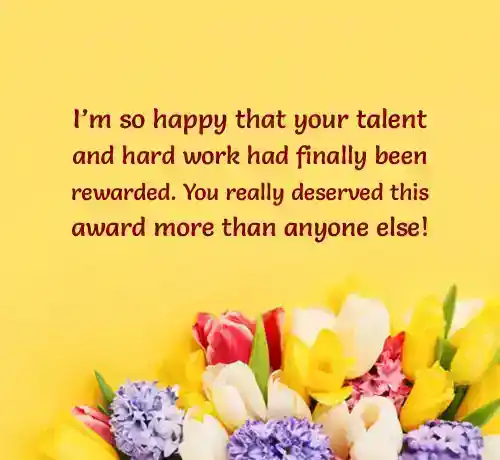 words of congratulations on receiving an award