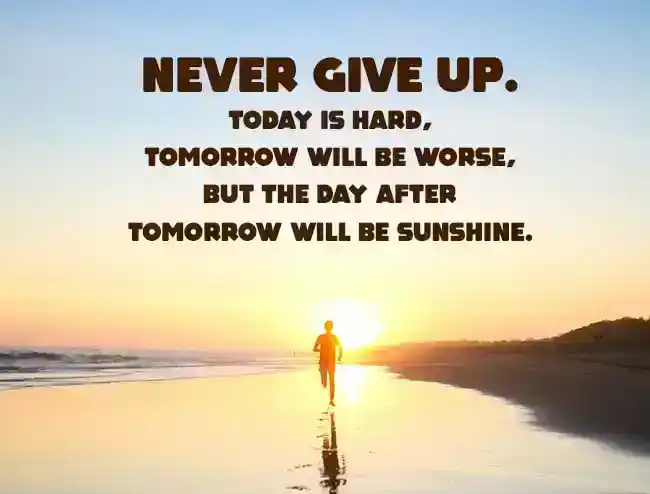 never give up text