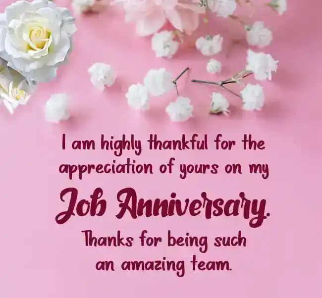 Job Anniversary Wishes Reply To Team
