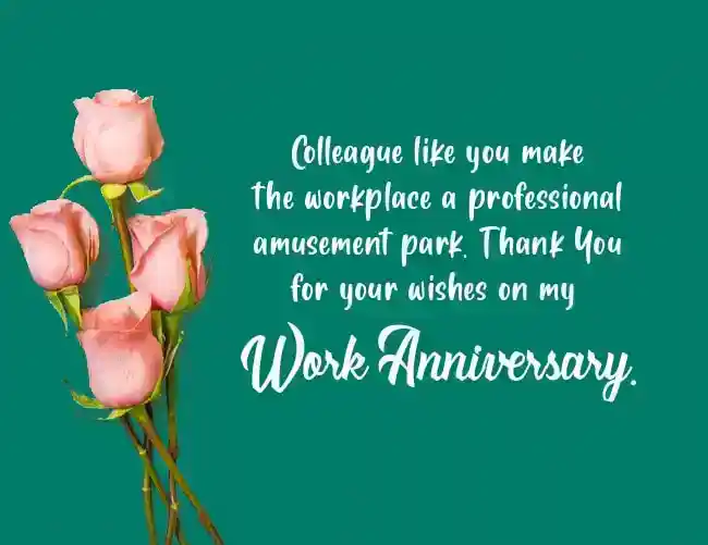 Job Anniversary Wishes Reply To Colleague