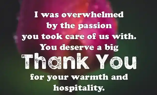Appreciation Messages for Hospitality