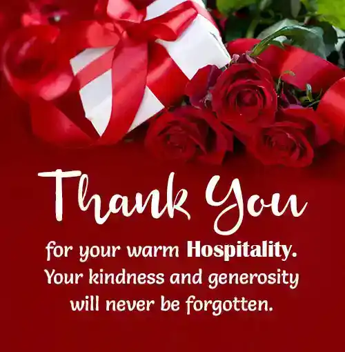 thank you for your hospitality message
