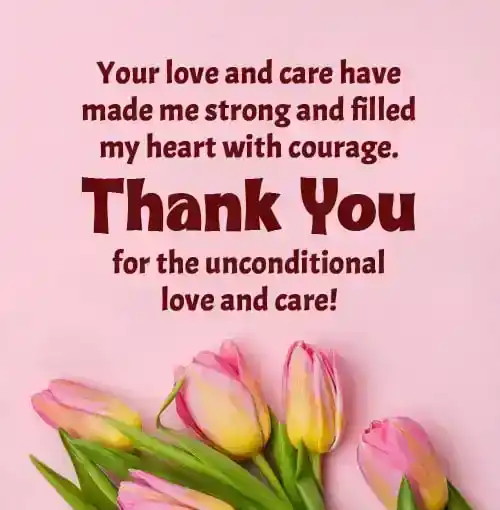 thank you messages for love and care